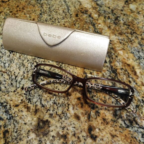 BEBE “ACCOMPLISHED” Eyeglasses Frame BB5003 52-16-135 Animal Leopard & Case - Picture 4 of 11